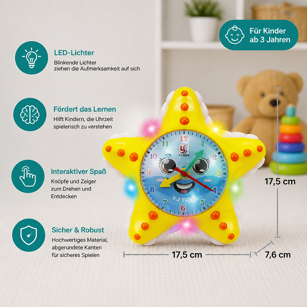 Seestern-Lernuhr – Interaktives Spielzeug zum Erlernen der Uhrzeit für Kinder