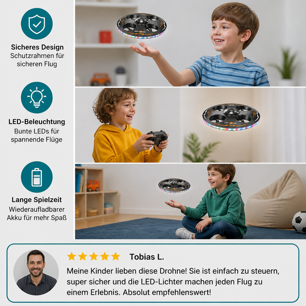 Ferngesteuerte LED-Fliegende-Untertasse-Drohne