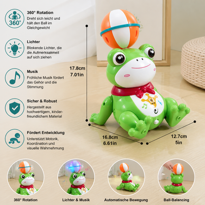 Interaktives Frosch-Balancierspielzeug mit Ball, Licht, Musik & 360°-Drehung