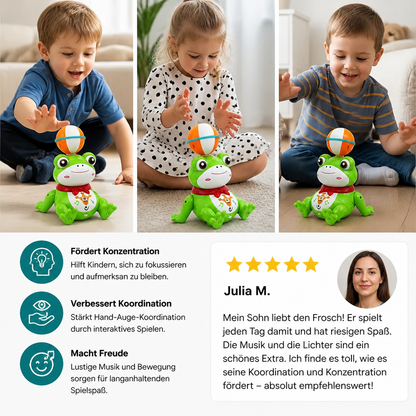 Interaktives Frosch-Balancierspielzeug mit Ball, Licht, Musik & 360°-Drehung
