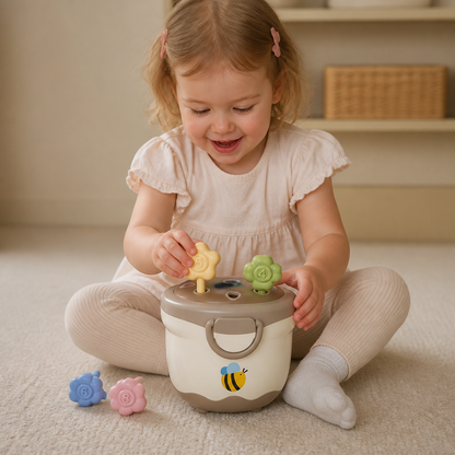 Montessori-Lernspiel mit Blumentopf zum Zuordnen von Farben & Zahlen