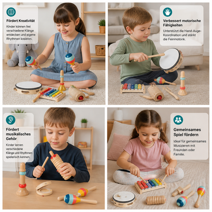 Musikinstrumente-Set aus Holz – Montessori-Schlaginstrumente & Rhythmus-Lernspielzeug für Kinder