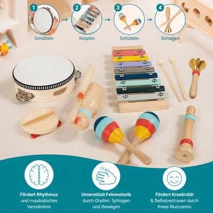 Musikinstrumente-Set aus Holz – Montessori-Schlaginstrumente & Rhythmus-Lernspielzeug für Kinder