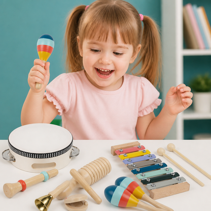 Musikinstrumente-Set aus Holz – Montessori-Schlaginstrumente & Rhythmus-Lernspielzeug für Kinder