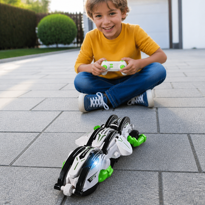 2-in-1 ferngesteuertes verwandelbares Stuntauto mit 360°-Drehung & LED-Lichtern