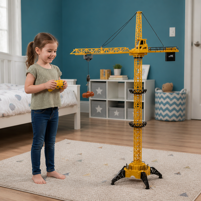 Ferngesteuerter Turmdrehkran – 360° drehbares Bauspielzeug mit Hebefunktion