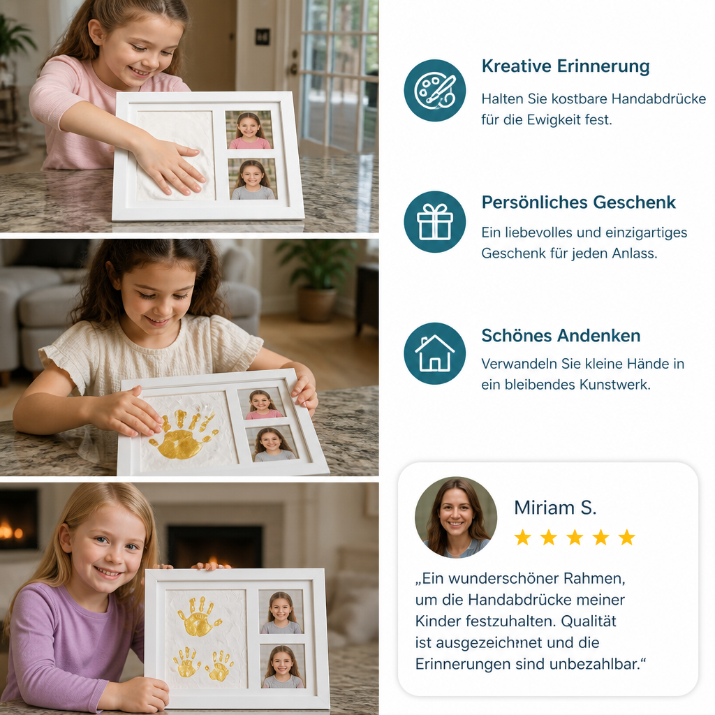 DIY-Handabdruck-Erinnerungsrahmen-Set für Kinder – Handabdruck & Fotodisplay
