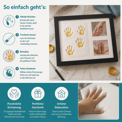 DIY-Handabdruck-Erinnerungsrahmen-Set für Kinder – Handabdruck & Fotodisplay