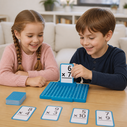 Mathe-Lernkarten-Set mit Rechentafel – Addition, Subtraktion, Multiplikation & Division