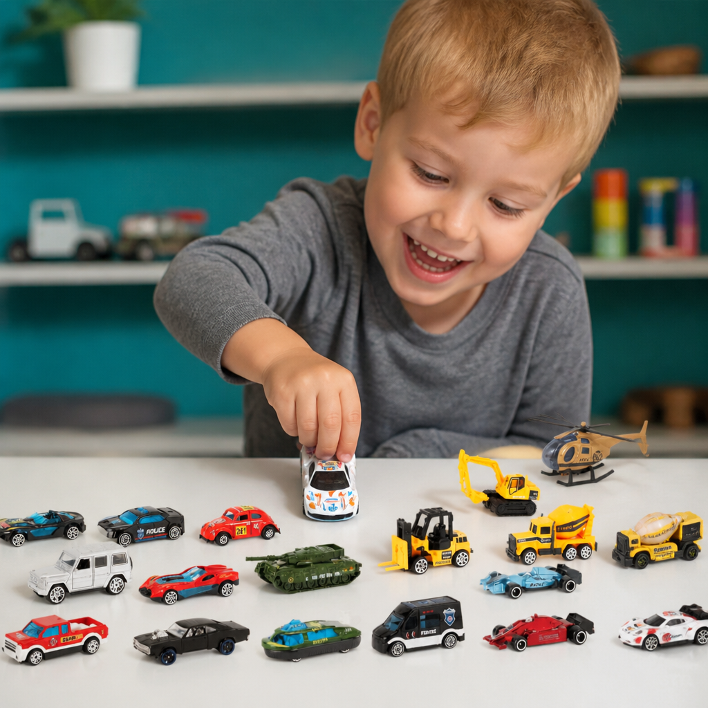 Weihnachts-Adventskalender mit Druckgussautos für Kinder