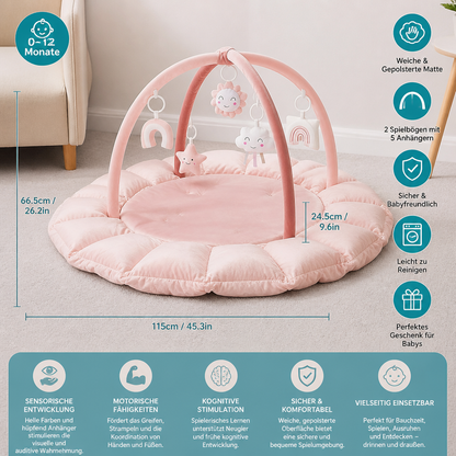 5-in-1 Plüsch-Baby-Spielbogen, Aktivitätsmatte & Bett mit Hängespielzeug