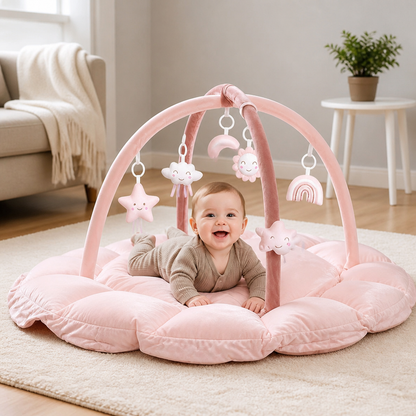 5-in-1 Plüsch-Baby-Spielbogen, Aktivitätsmatte & Bett mit Hängespielzeug