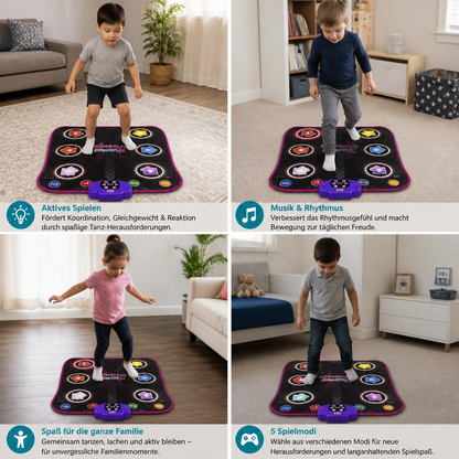 Leuchtende Bluetooth-Tanzmatte für Kinder mit 5 Spielmodi