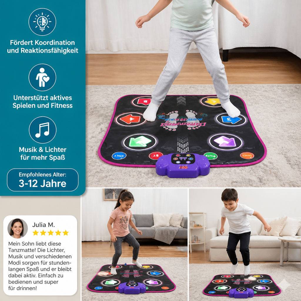 Leuchtende Bluetooth-Tanzmatte für Kinder mit 5 Spielmodi