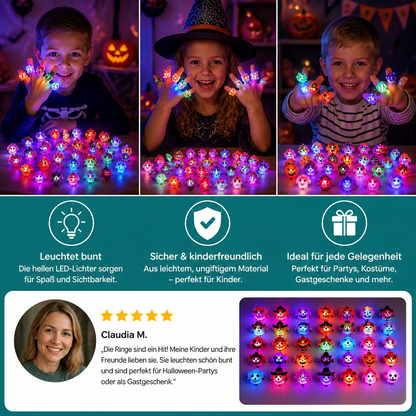 50er-Pack blinkende LED-Halloween-Ringe für Kinderpartys & Süßigkeitentüten