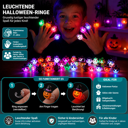 50er-Pack blinkende LED-Halloween-Ringe für Kinderpartys & Süßigkeitentüten
