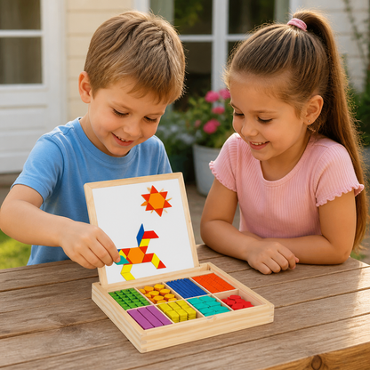 Magnetisches geometrisches Formenpuzzle aus Holz für Kinder