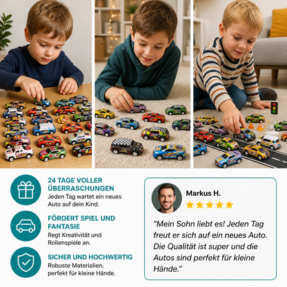 24-Tage-Rennauto-Adventskalender mit Überraschungs-Spielzeugautos