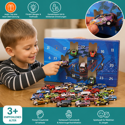 24-Tage-Rennauto-Adventskalender mit Überraschungs-Spielzeugautos