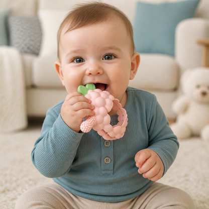 Griffiger Silikon-Beißring für Babys mit verschiedenen Texturen (ab 3 Monaten)