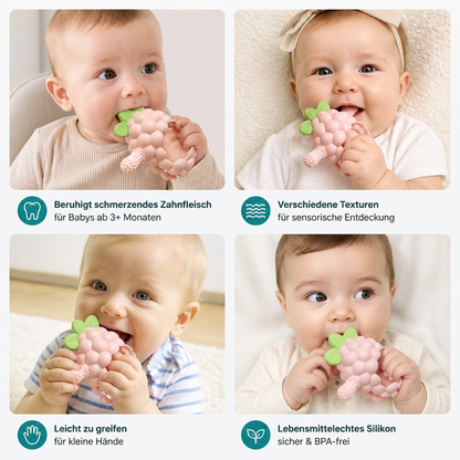 Griffiger Silikon-Beißring für Babys mit verschiedenen Texturen (ab 3 Monaten)