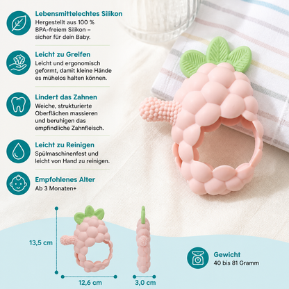 Griffiger Silikon-Beißring für Babys mit verschiedenen Texturen (ab 3 Monaten)