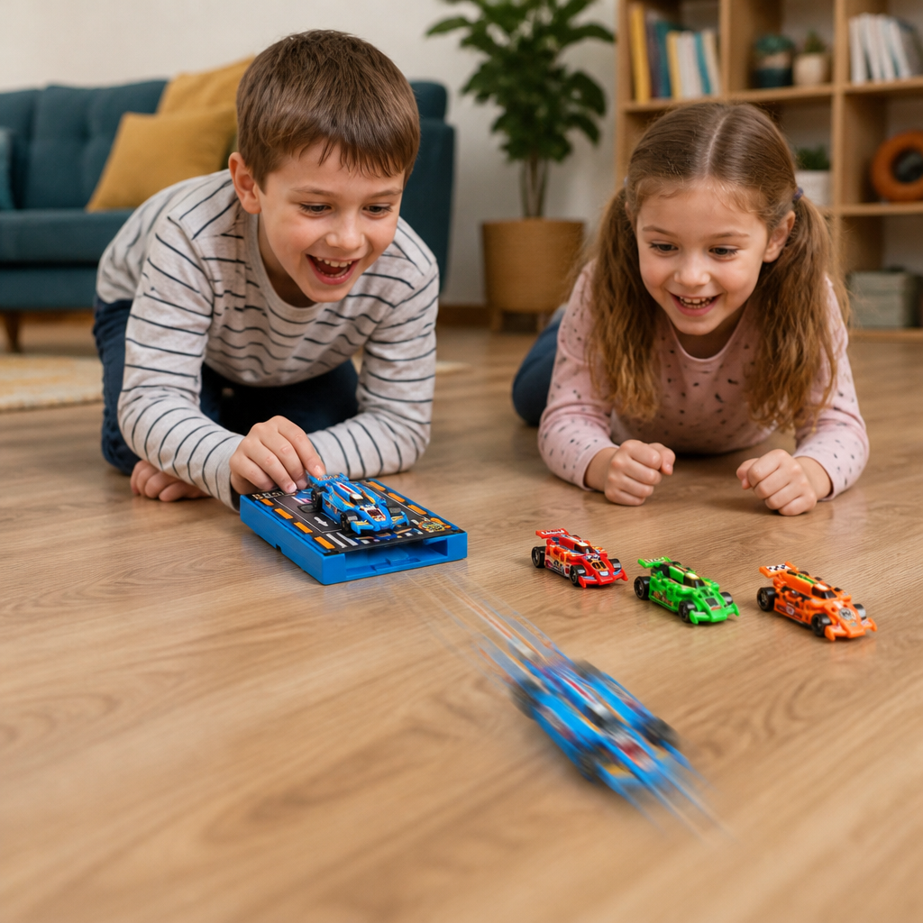 Mini-Rennwagen-Katapult im Taschenformat