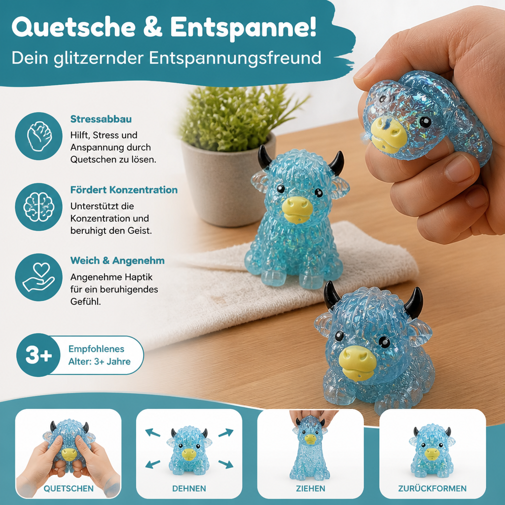 Mini-Highland-Rind-Squishy als Anti-Stress-Spielzeug