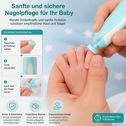 Elektrischer Baby-Nageltrimmer – 6-in-1 Nagelpflege-Set