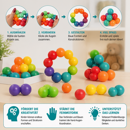 Buntes 3D-Ball-Bauset – Kreatives Konstruktions- & Feinmotorik-Lernspielzeug für Kinder
