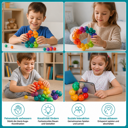 Buntes 3D-Ball-Bauset – Kreatives Konstruktions- & Feinmotorik-Lernspielzeug für Kinder