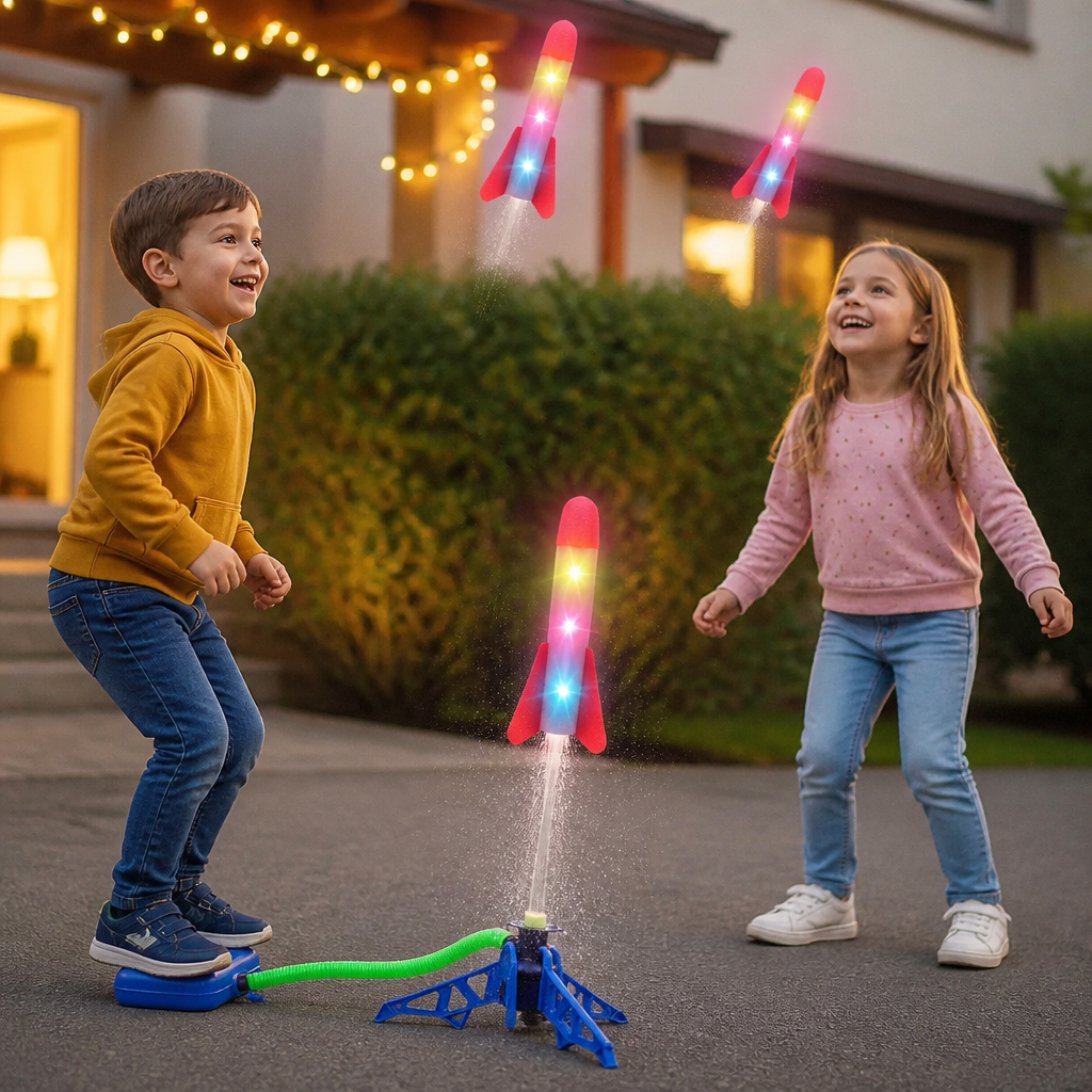 Sicherer & weicher Raketenwerfer für Kinder – Luftbetriebenes Spielzeug für drinnen