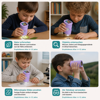 2-in-1 Digitales Mikroskop & Teleskop für Kinder mit Foto- und Videokamera