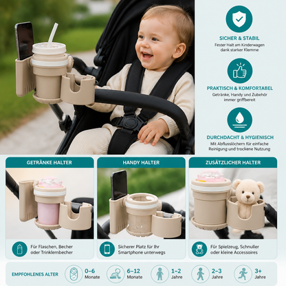 3-in-1 Kinderwagen-Getränke- & Handyhalter