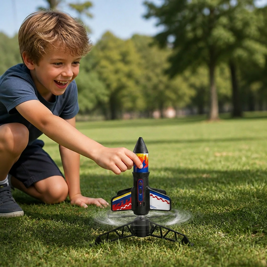 Kinder Raketen-Launcher mit Fallschirm – Motorisierte Spielzeugrakete für Outdoor-Abenteuer