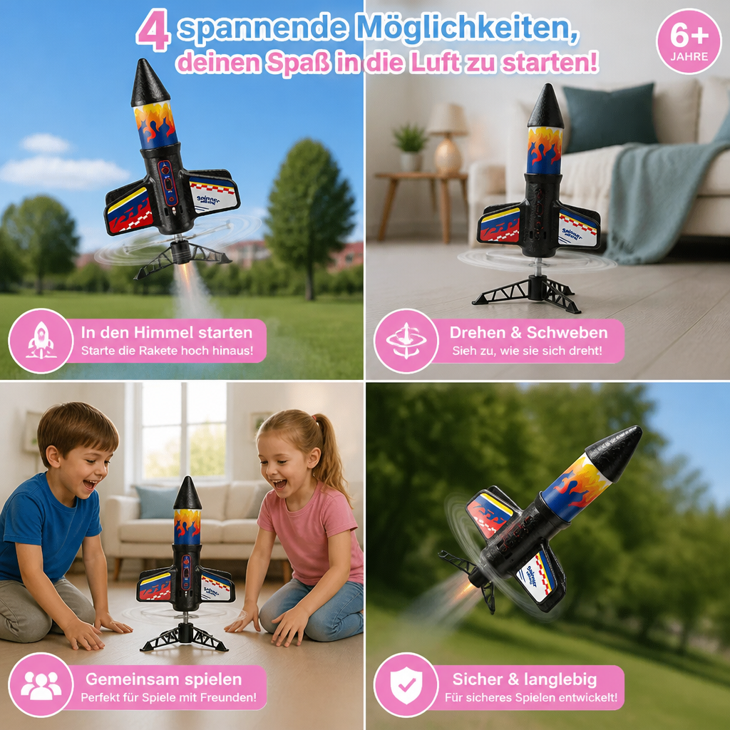 Kinder Raketen-Launcher mit Fallschirm – Motorisierte Spielzeugrakete für Outdoor-Abenteuer