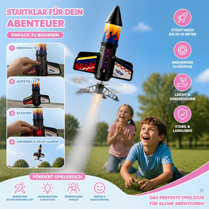 Kinder Raketen-Launcher mit Fallschirm – Motorisierte Spielzeugrakete für Outdoor-Abenteuer