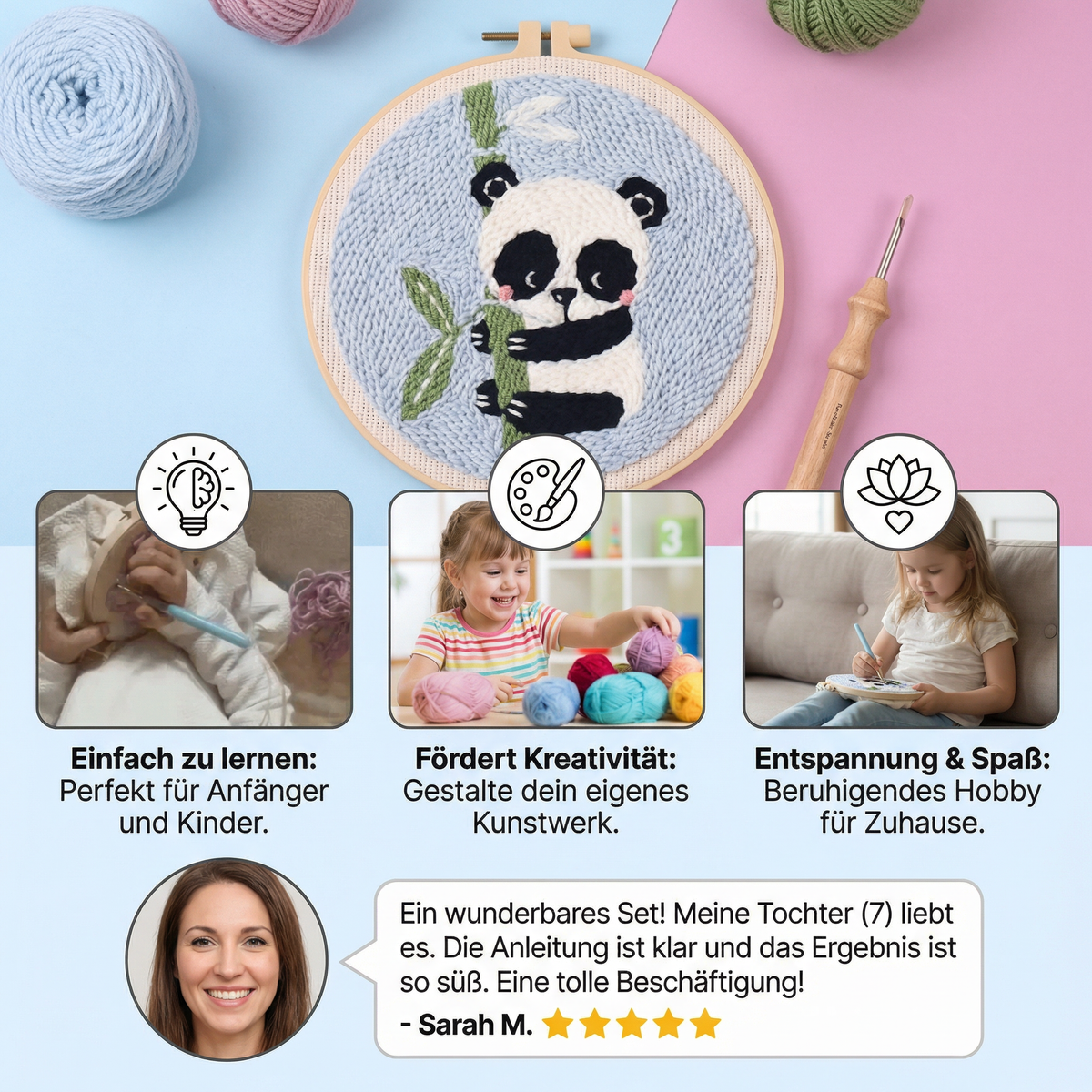 DIY Stanzstick-Nadel Stickset – Anfänger Set mit Schönen Motiven