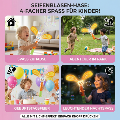 Seifenblasen-Hase mit Flügeln & Licht – Kinder Bubble Maker