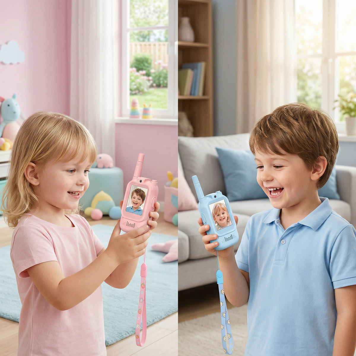 Kinder Video-Walkie-Talkie 2er Set  – Funkgeräte mit Kamera & Bildschirm