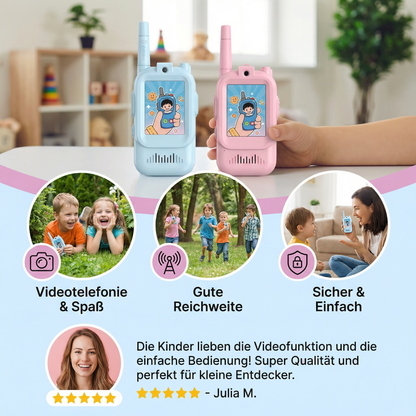 Kinder Video-Walkie-Talkie 2er Set  – Funkgeräte mit Kamera & Bildschirm