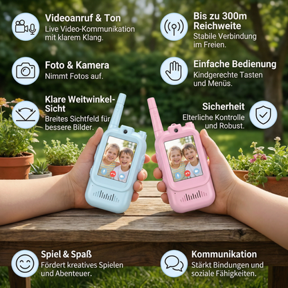 Kinder Video-Walkie-Talkie 2er Set  – Funkgeräte mit Kamera & Bildschirm