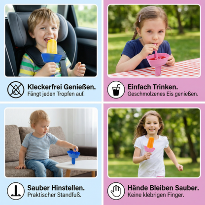 2er-Set Tropfsicherer Eis Halter für Kinder – Kleckerfreier Eisfänger mit Strohhalm