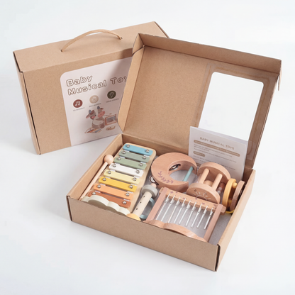 Baby Holz-Klangspiel Set – 6-teiliges sensorisches Musik- & Klangspielzeug