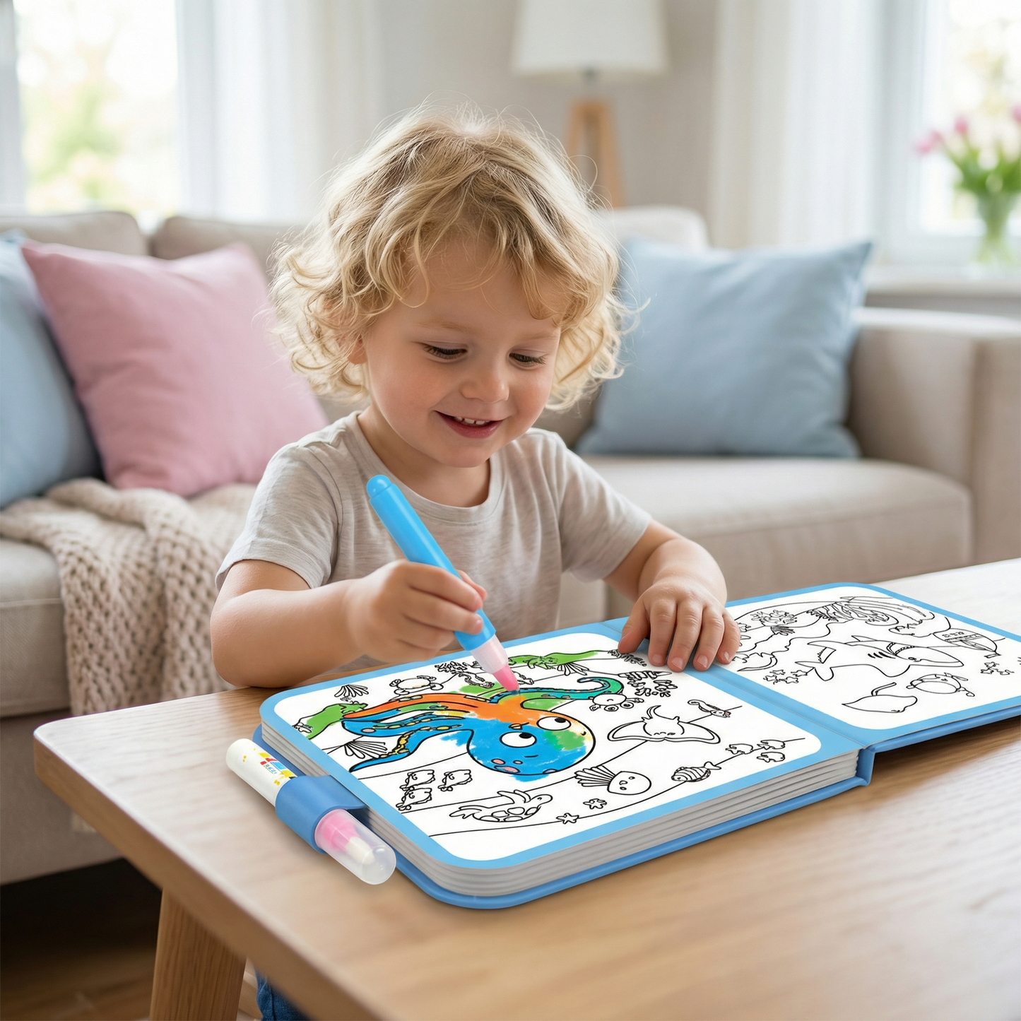 Magisches Wasser-Malbuch – Wiederverwendbares Kleckerfreies Malbuch für Kinder