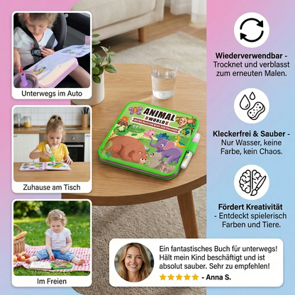 Magisches Wasser-Malbuch – Wiederverwendbares Kleckerfreies Malbuch für Kinder