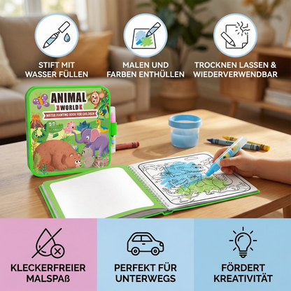 Magisches Wasser-Malbuch – Wiederverwendbares Kleckerfreies Malbuch für Kinder