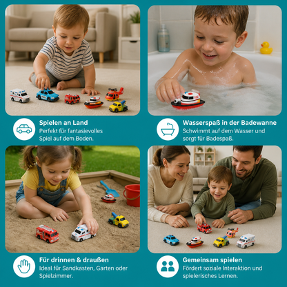 6er-Pack farbwechselnde Einsatzfahrzeug-Badespielzeuge für Babys & Kleinkinder