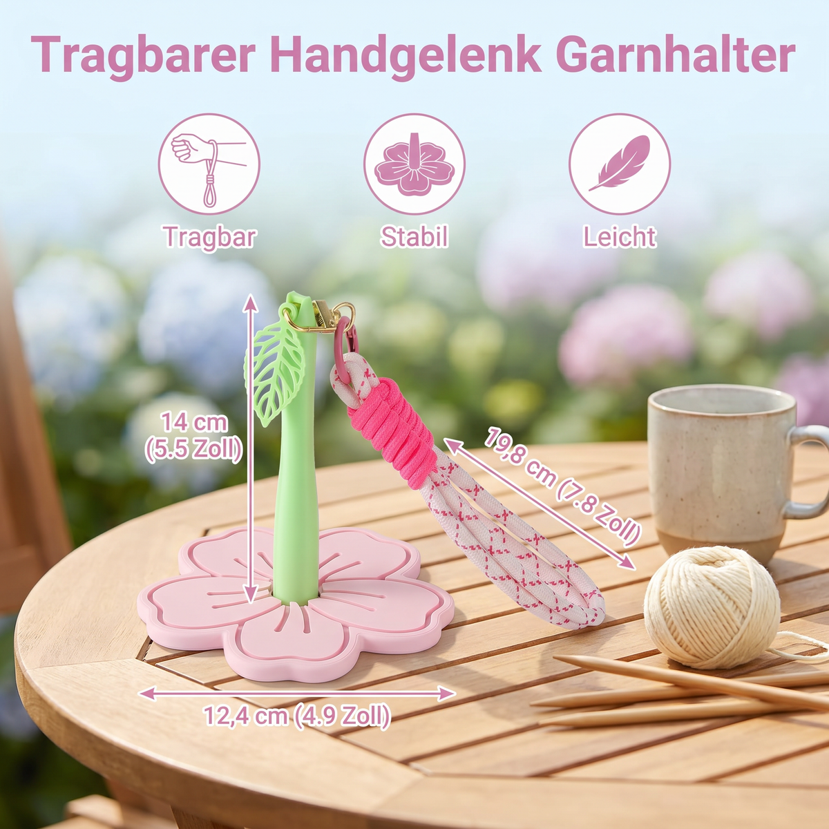 Tragbarer Handgelenk Garnhalter mit Schlaufe zum Stricken und Häkeln