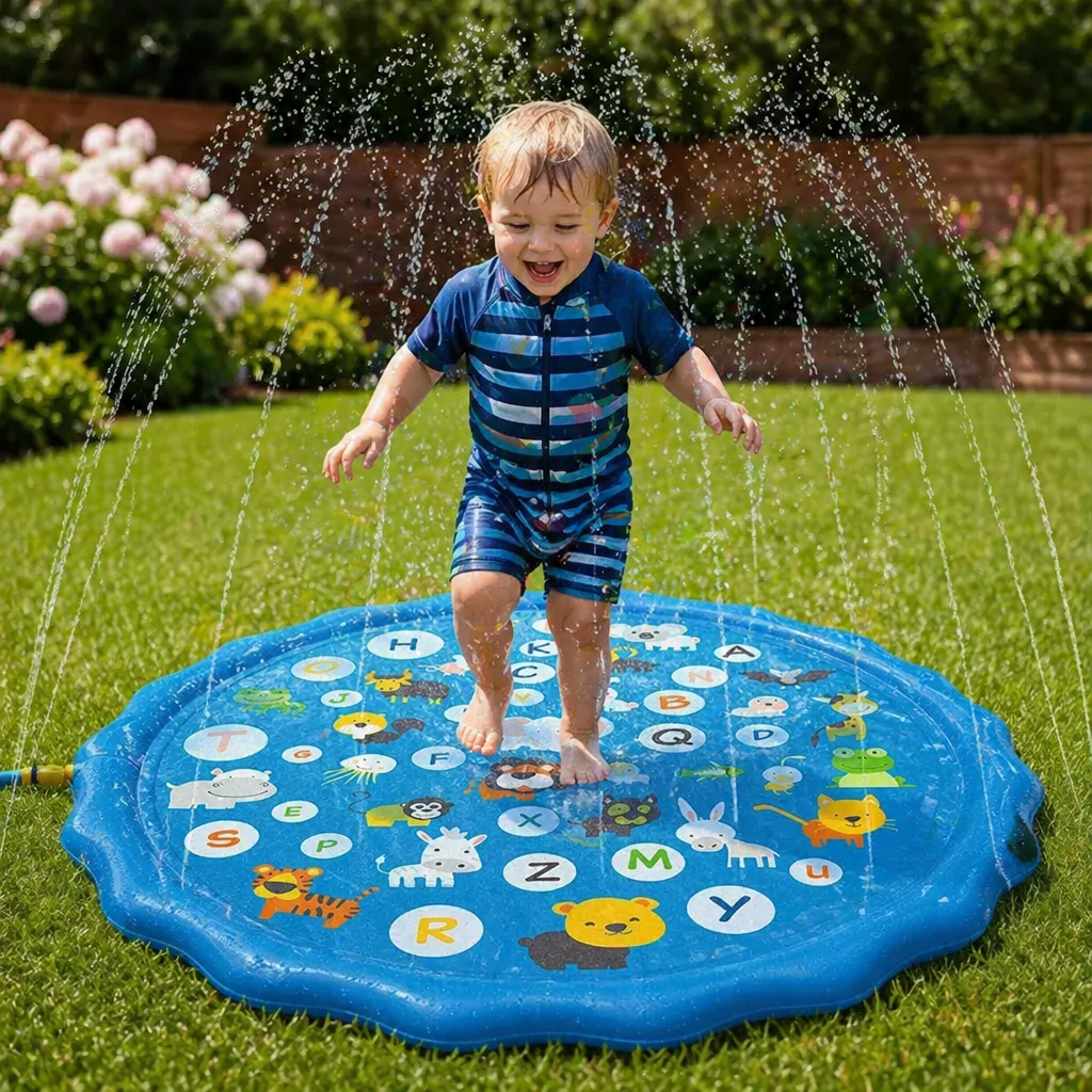 Aufblasbare Kinder-Wasserspielmatte mit Sprinkler – Outdoor Sprühspaß für Garten & Strand